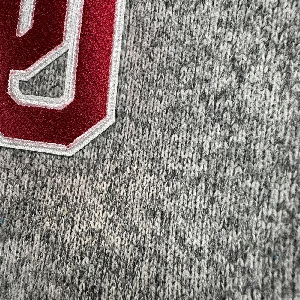 Oklahoma Sooners Jacket Mens Large Gray NCAA Football Full Zip Fleece L.L. Bean